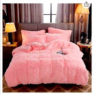 Pink shaggy duvet cover